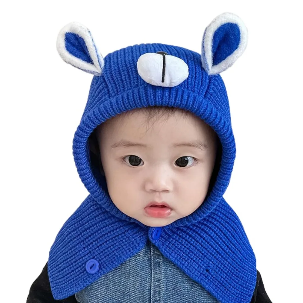 

2024 Adorable Baby Hats Ear Protection Bear Nose Baby Scarf Hat in One Cute Warm Infant Earflap for Autumn Winter