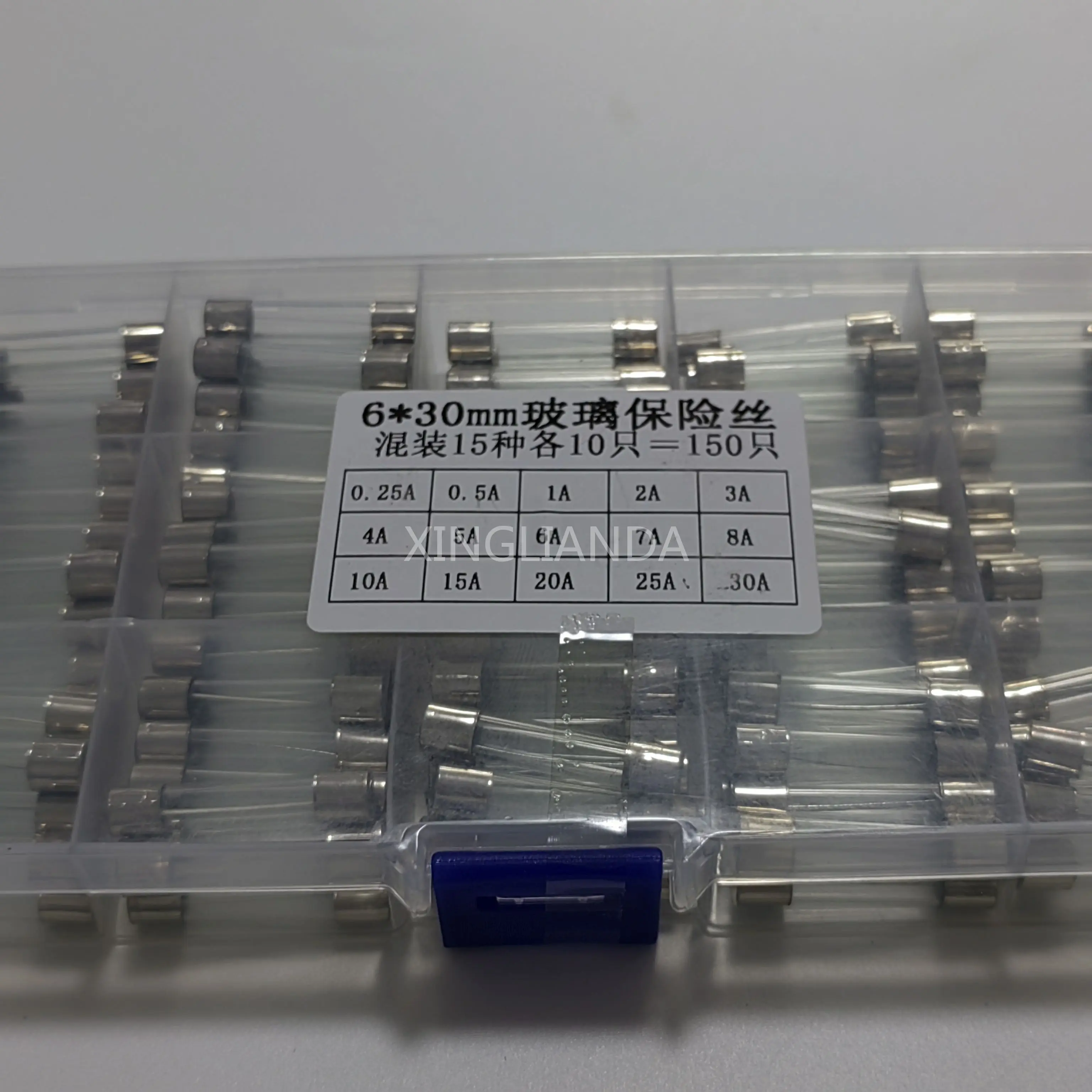 15Kinds 150pcs 6*30MM Fast-blow Glass Tube Fuses Assorted Kit 6X30 with Box fusiveis 0.25A-30A