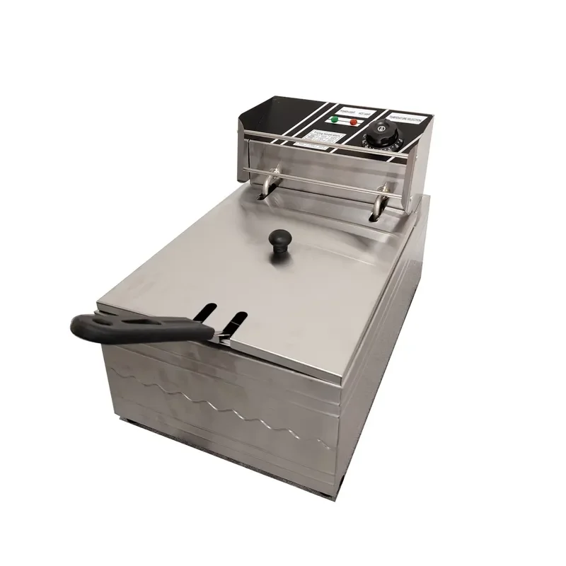 Commercial 6L Electric Deep Fryer Stainless Steel Single Tank Basket for French Fries Chips Kitchen Restaurant Equipment