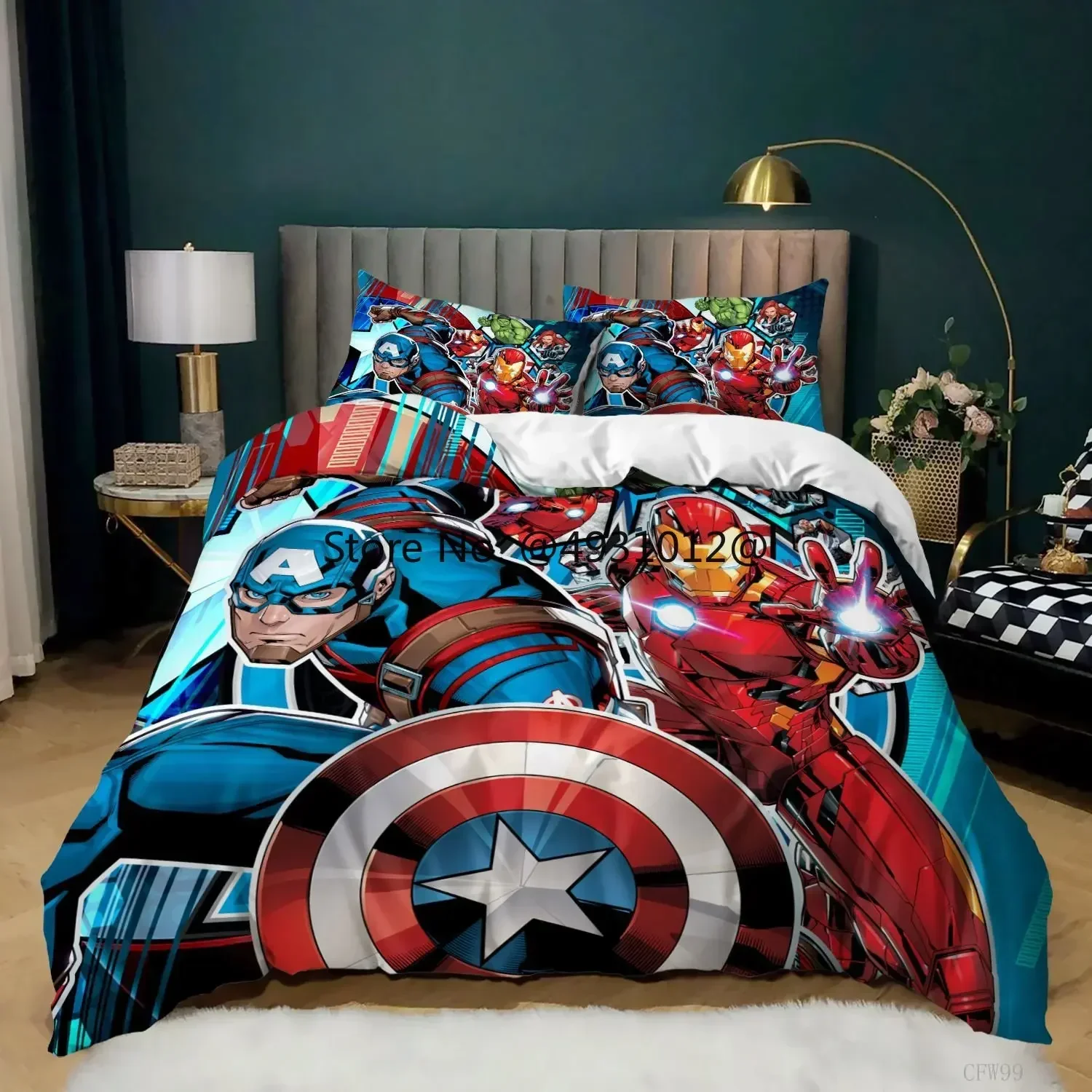 Anime The Avengers Hulk Bedding Set Cartoon 3D Duvet Cover Sets Pillowcase Children Kids Twin Full Queen King Bedclothes