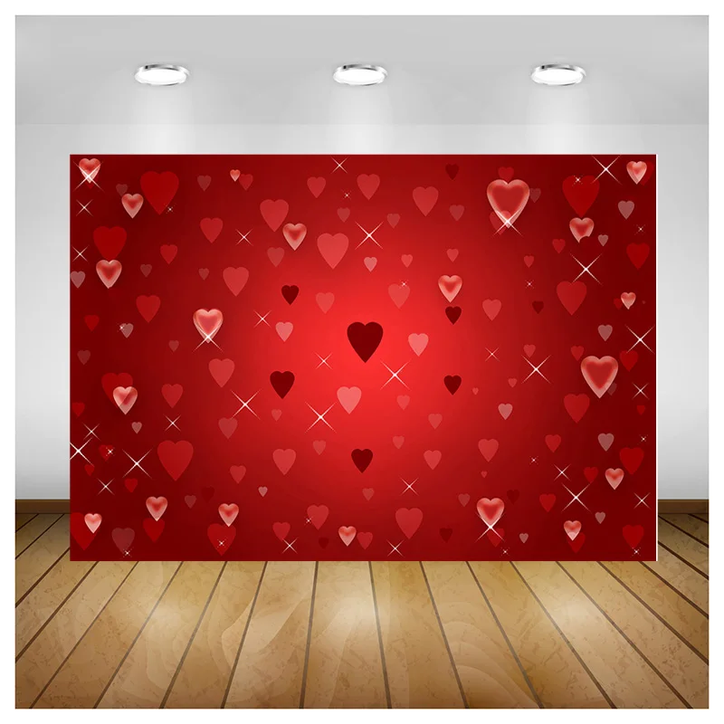 NITREE Romantic Valentine's Day Photography Backdrops Props Red Rose Sparkle Wedding Love Heart Studio Background VS-90