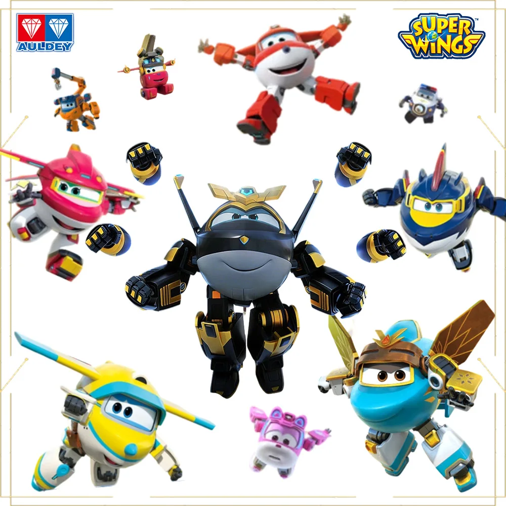 

AULEDY Super Wings Transforming Toy Full Set 41 Characters Action Figure Black Golden Boy Jett Jerome Robot Playset for Children
