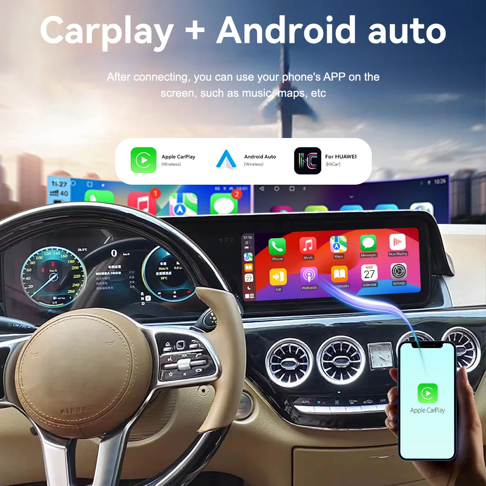 

Автомобильный радиоприемник CarPlay с двойным экраном 12,3 дюйма, Android 13, для Mercedes-Benz S 2005-2013, мультимедийный плеер с сенсорным экраном, GPS-навигация