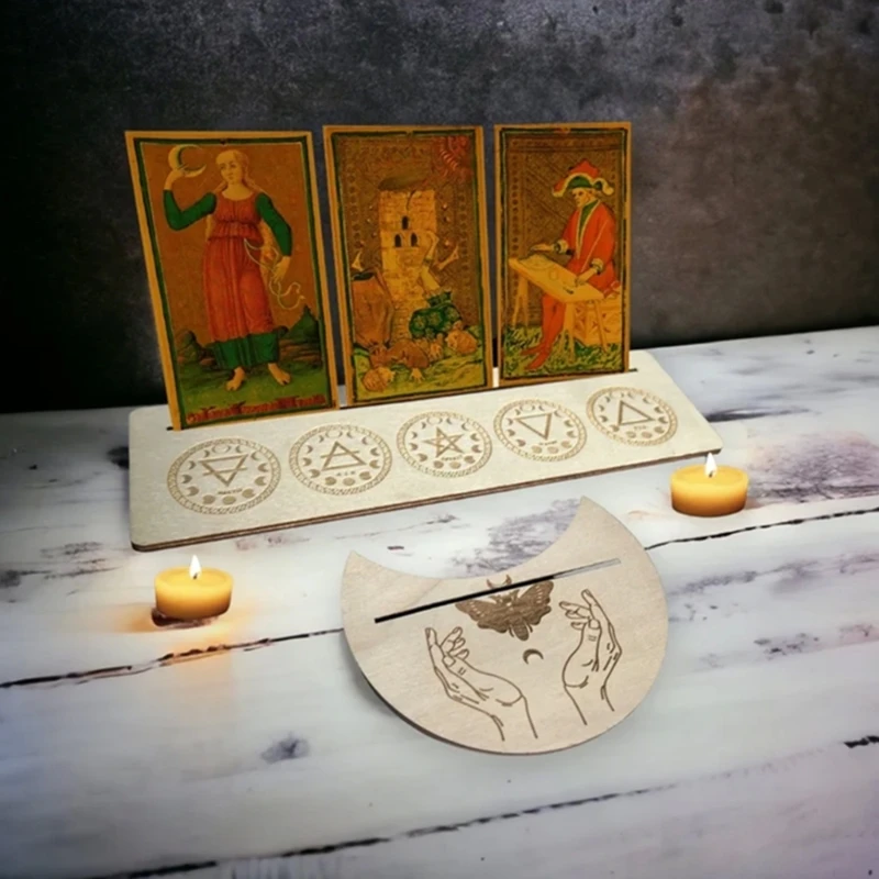 Houten Tarot Card Display Stand Base Duurzaam Maanstanden Tarot Kaarten Houder voor Liefhebber Waarzeggerij Game Accessoires