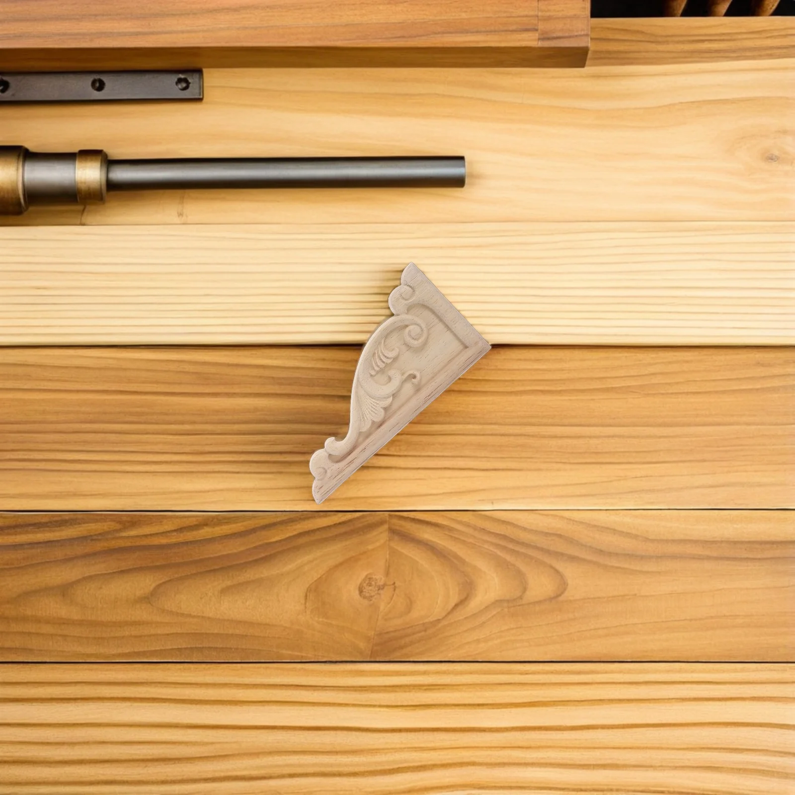 

4pcs Solid Wood Carving Decoration Natural Grain Smooth Finish Easy Installation Decorative Corner Stickers Furniture Onlays