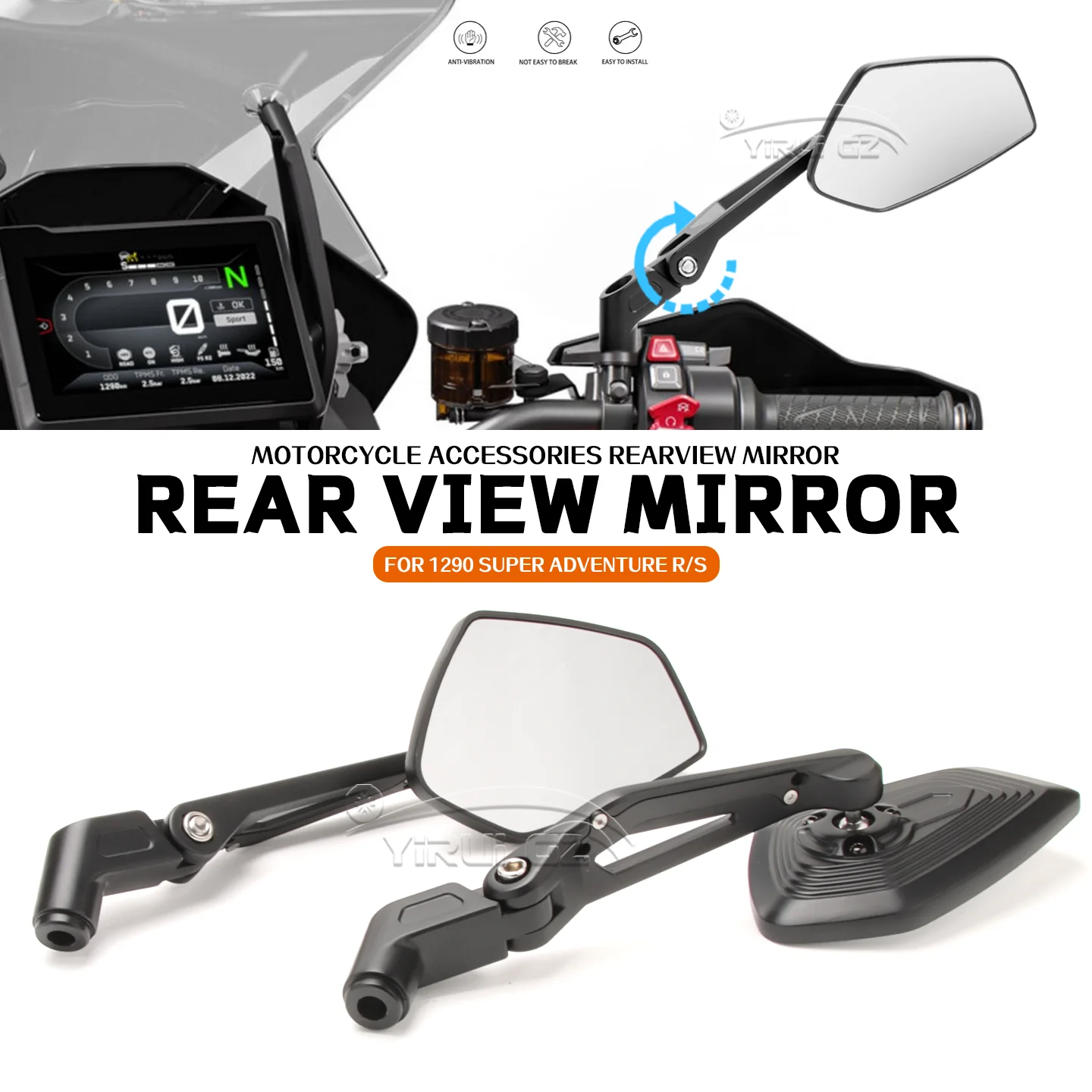 

Motorcycle Rearview Mirror For 1290 Super Adventure R/S Aluminum Adjustable Side Rear View Mirrors 1290 1290 Super Adventure R/S