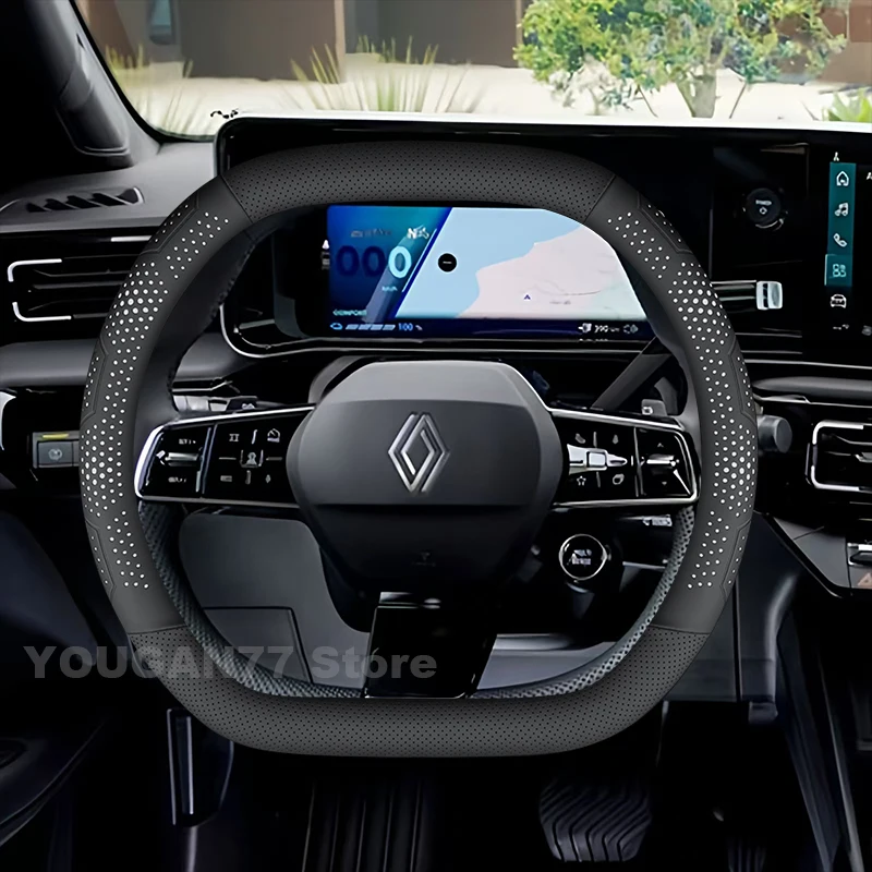 

Leather Car Steering Wheel Cover For Renault R 4 E-TECH Austral Rafale 2024 2025 2026 Ultra Thin Auto Steering Wheel Accessories