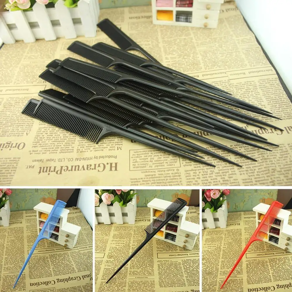 1Pcs Plastic Fine-tooth Comb Anti-static Sharp Tail Draw Tool Comb Point Carbon Style Fiber Styling Rat Comb Hair Tail Hair H3R9