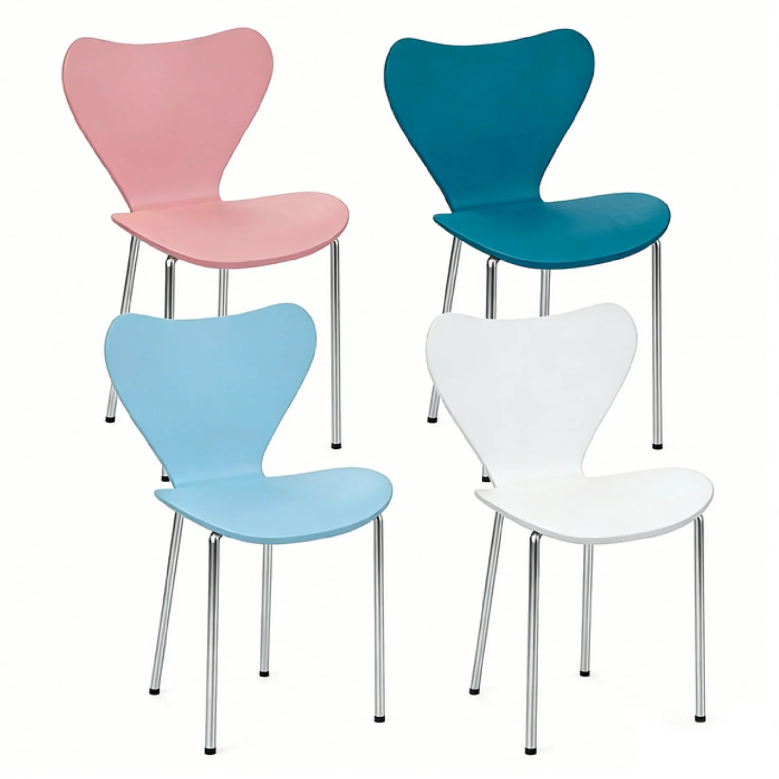 Chaises de salle à manger, lot de 4, couleurs mélangées, chaises pour salle à manger, chaises de cuisine, chaise empilable, pieds en métal, 45,5x40x82,5 cm