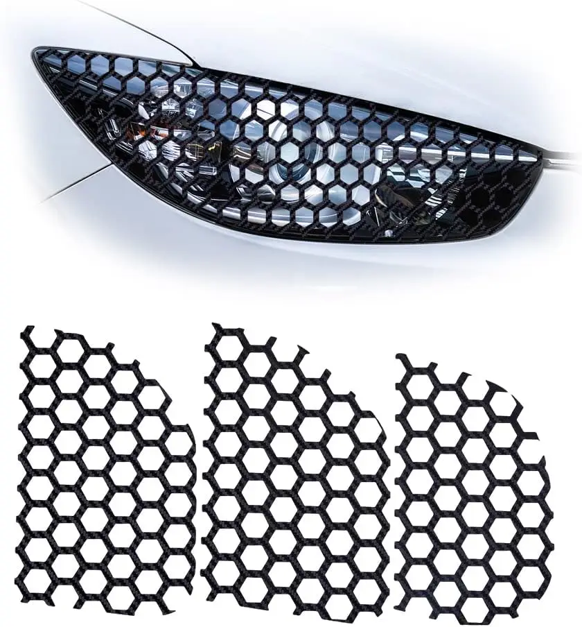 4 Sheets Car Rear Tail Light Lamp Stickers 14.1x8.3 inches Honeycomb Tail Light Lamp Cover Film Fog Light Smoke Film