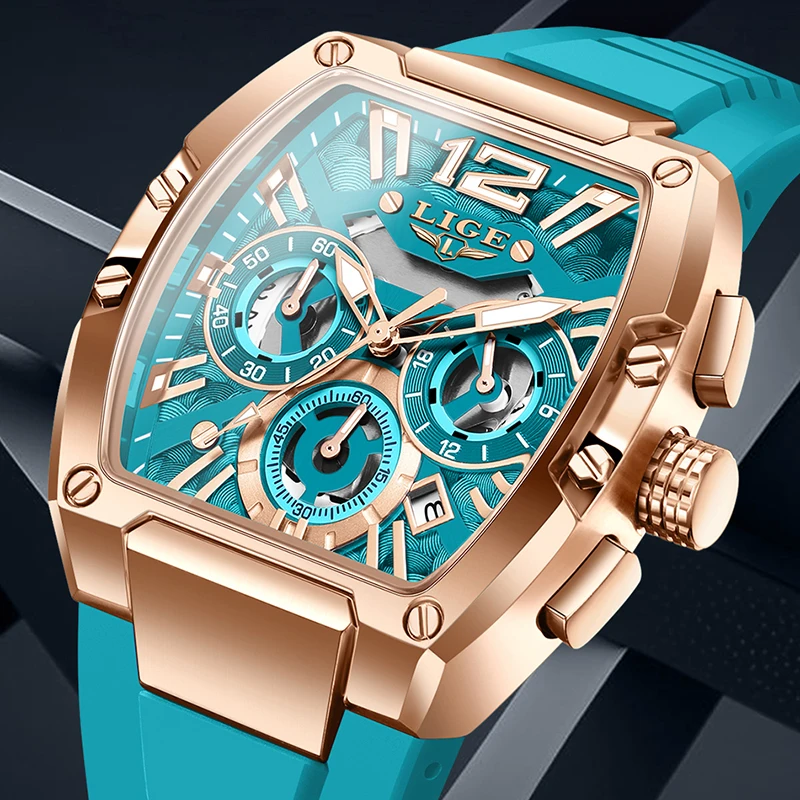 

LIGE 2026 men's watch fashion luminous silicone strap military watches men calendar men sports watches Gift quartz reloj hommes