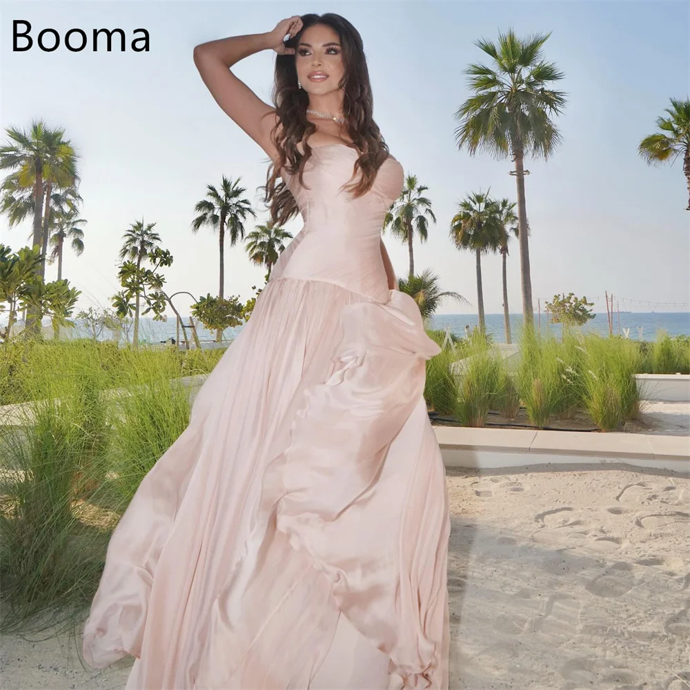 

Booma Shiny A-Line Strapless Pink Pleat Dresses Formal Party Gowns for Women Sleeveless Prom Gown Customize 2025