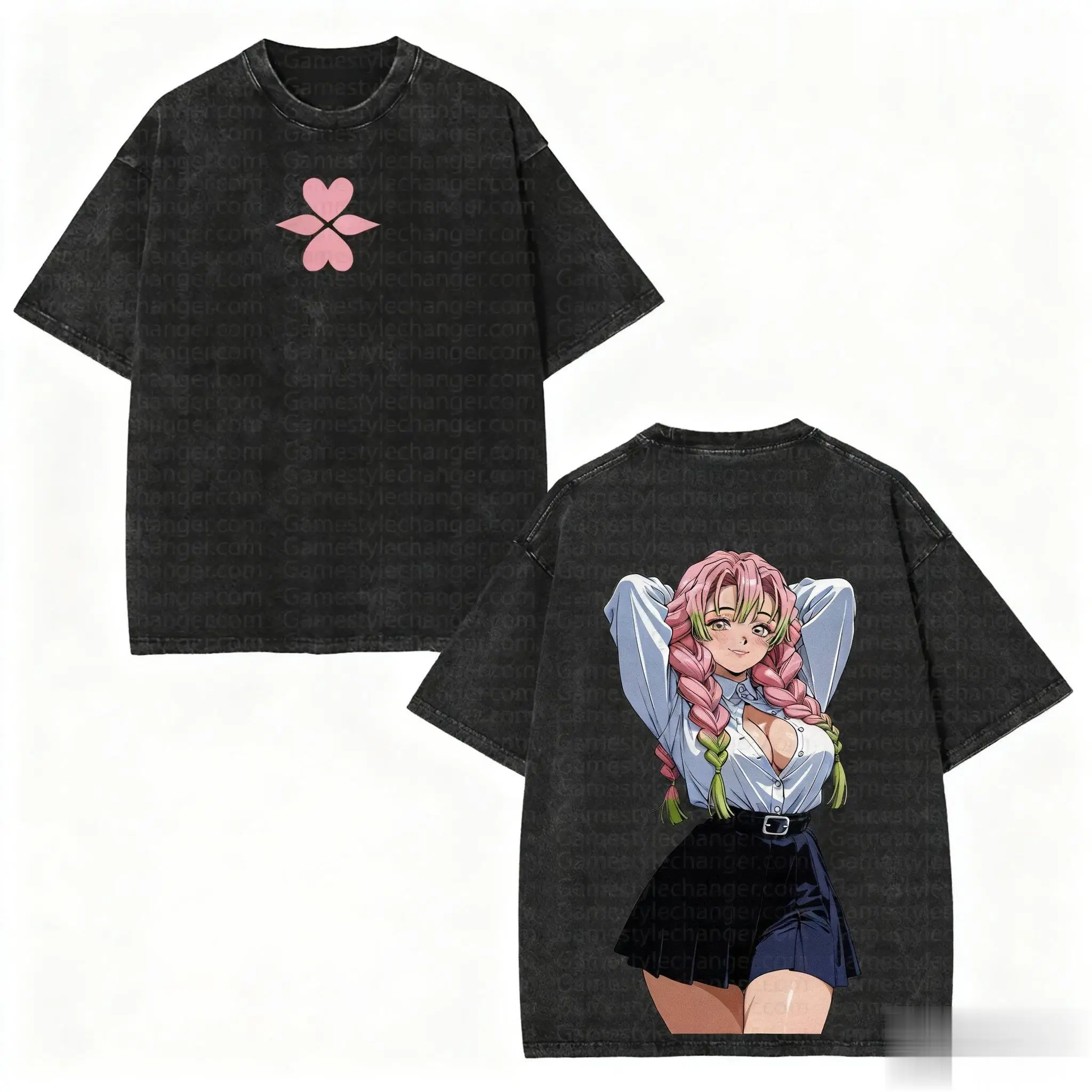 T-shirt grafica unisex anime giapponese Demon Slayer T-shirt grafica lavata uomo donna manica corta top casual Y2k vestiti streetwear