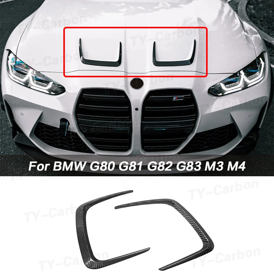 

Front Hood Scoop Vent Frame Trim For BMW G80 G82 G83 M3 M4 2021-2024 Real Carbon Fiber Engine Bonnet Outlet Air Intake Splitter