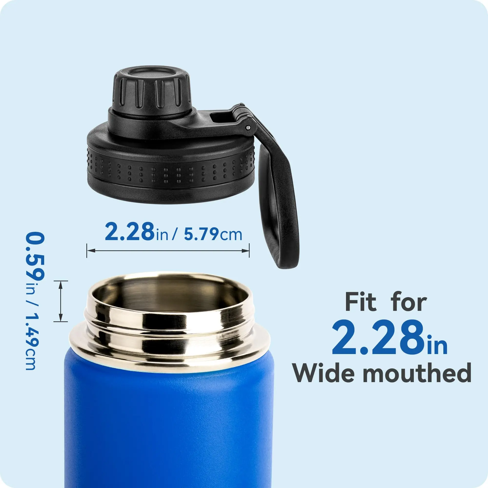 Spout Lid for Hydro Flask Wide Mouth Sport Water Bottles, Replacement Lids for Most 12,14,16,18,20,22,32,40,64oz Wide Mouth Wate