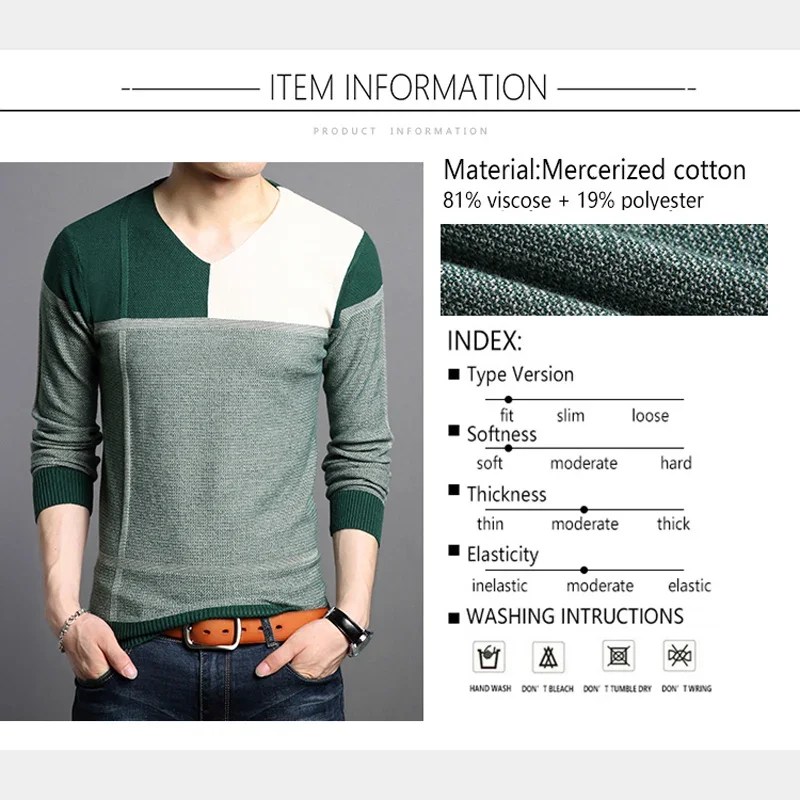 2024Men Autumn Long Sleeve Sweater Male Color Match Casual Splicing Design Slim Sweaters Outwear Hot Sale pullover knit