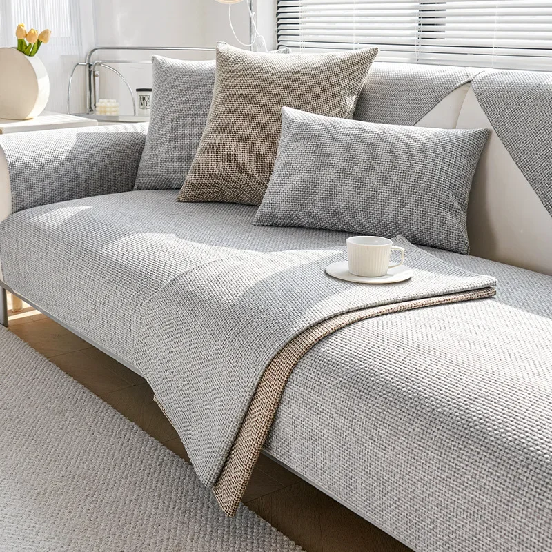 1PC Cotton Linen Sofa Cover Four Seasons Non-slip Sofa Cushion for Living Room Universal L Shaped Couch Slipcover Home Decor