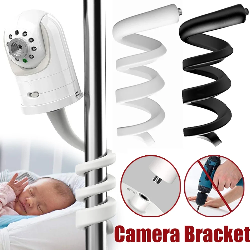 Universal Adjustable Crib Mount Camera Holder Baby Monitor Bracket Flexible Clip Long Arm Stand 1/4 Screw Camera Support