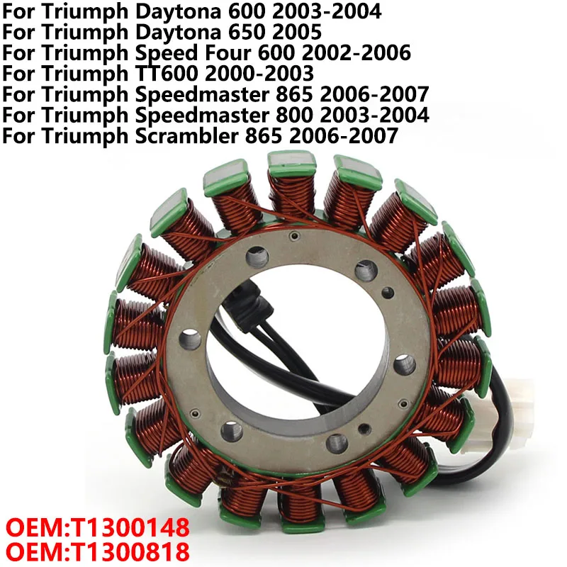 

Катушка статора для мотоцикла Triumph Daytona 600 650 Speed Four TT600 Speedmaster 800 Scrambler 865 T1300148 T1300818