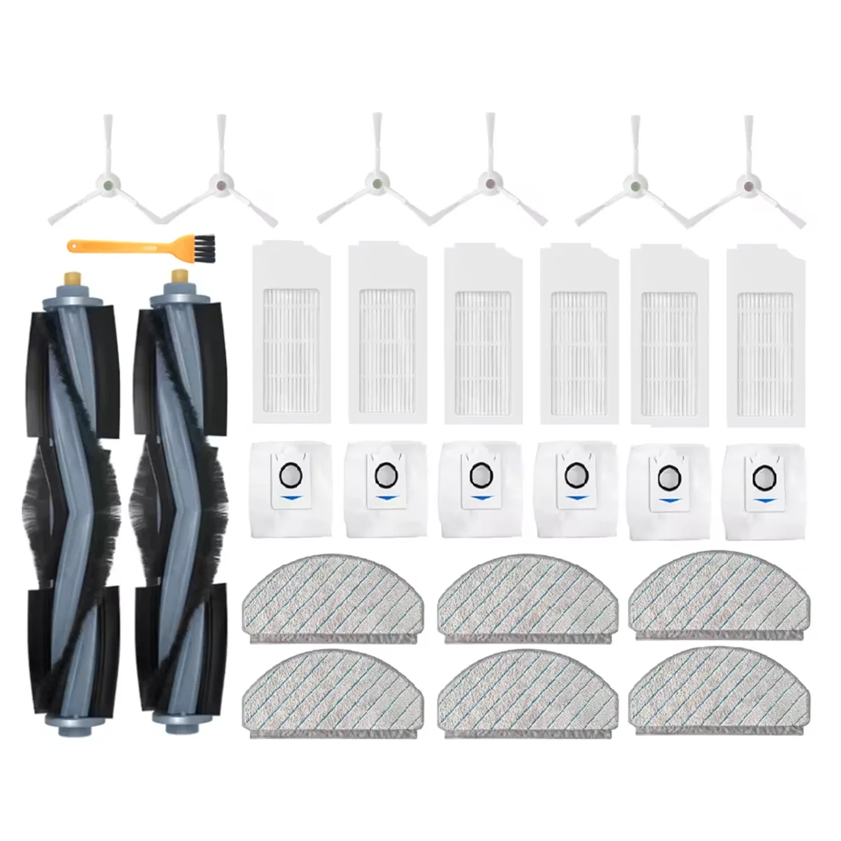 

ABKR 27PCS for ECOVACS T10 / T10 PLUS / X1 PLUS Robot Vacuum Cleaner Parts Main Side Brush Hepa Filter Mop Rag Dust Bag