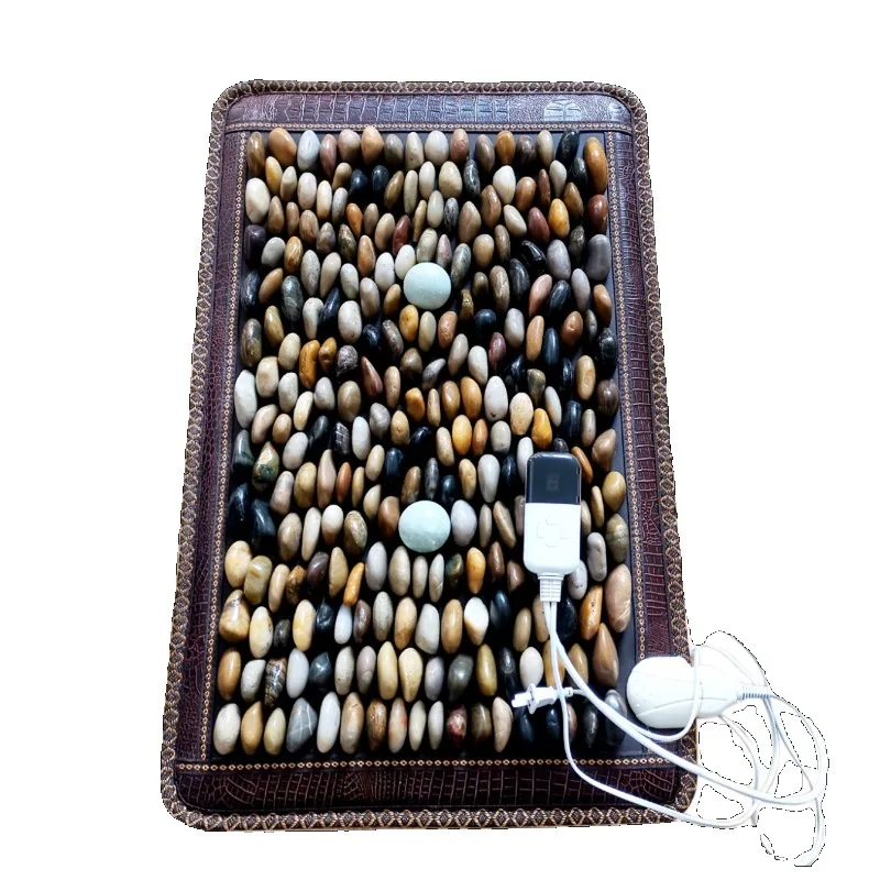 Heated Pebble Foot Massage Mat Acupressure Cobblestone Pad Hot Compress Reflexology Therapy for Sole Points Relaxation Home
