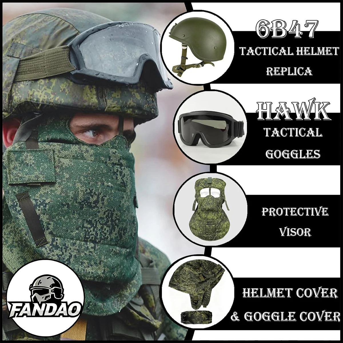 Ratnik 6b47 Helmet Set with Helmet Cover Goggles Protective Face Armor Tactical Airsoft Protective Heavy Armor Accessories Gear