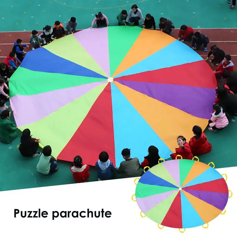 Parachute Toys For Kids Outdoor Camping Rainbow Umbrella Parachute Toy Jump Bag Bounce Play Mat for School Activity Puzzle Game
