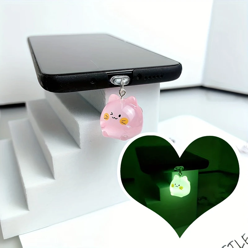 1pc Cute 3D Pink Pig Phone Dust plug Accessories Decoration Hanging Pendant for iPhone for Samsung Type-C Charging Port