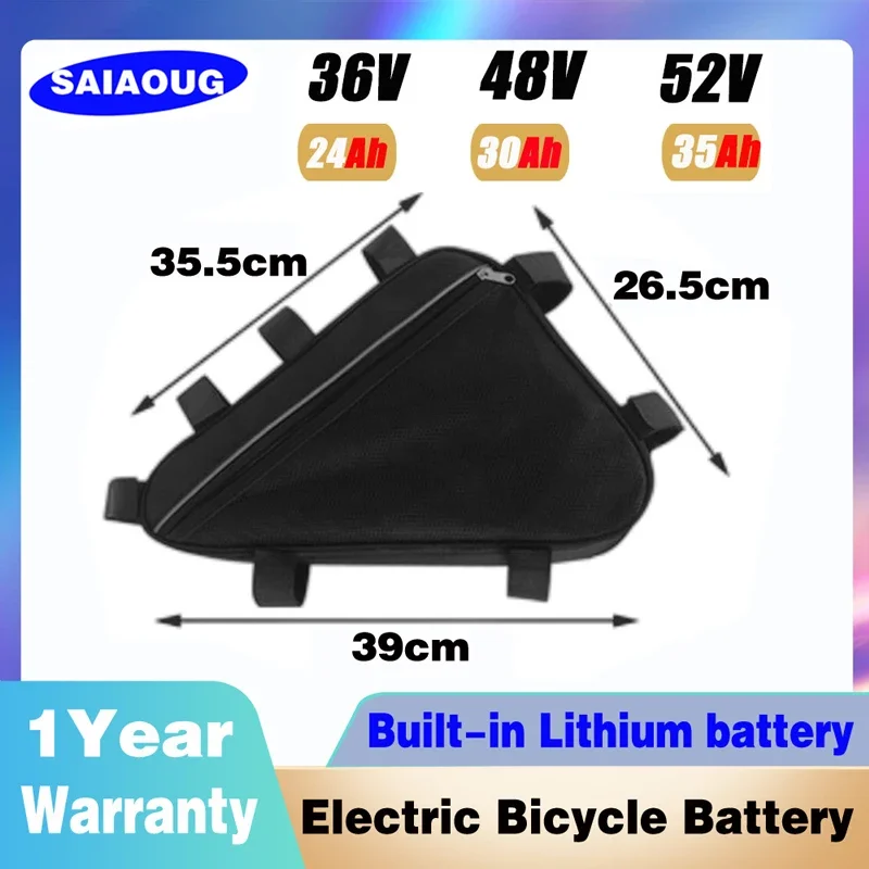 50AH 36V 48V 52V Triangle battery BMS for replacement 300W-2500W Lead acid battery ebike Tricycle scooter bicycle + charger bag