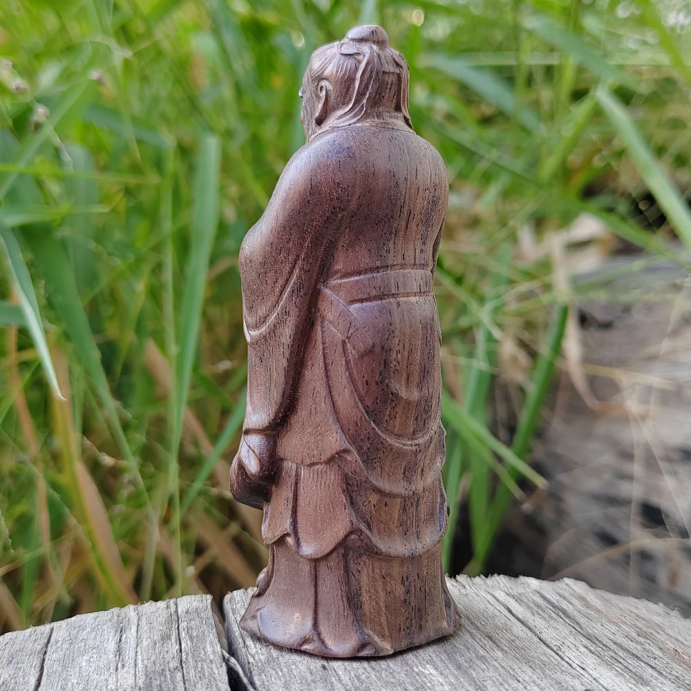 Handgeschnitzte Holzfiguren von Konfuzius, orientalische Ästhetik, kulturelle Motive, geeignet für Halloween-Dekorationen, Bürodekoration, Einweihungsgeschenke, Wohnraumdekoration, Schlafzimmer, Geburtstagsgeschenke, Weihnachtsgeschenke. – Detail 5