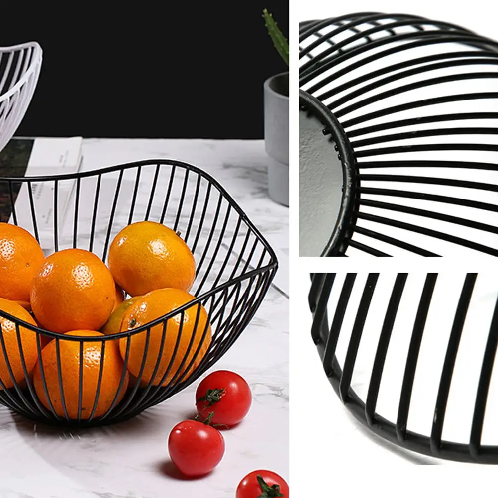 Metal Wire Fruit Bowl Exquisite Iron Arts Fruit Storage Baskets For Kitchen Counter Vegetables Bread Snacks Plate Decorative