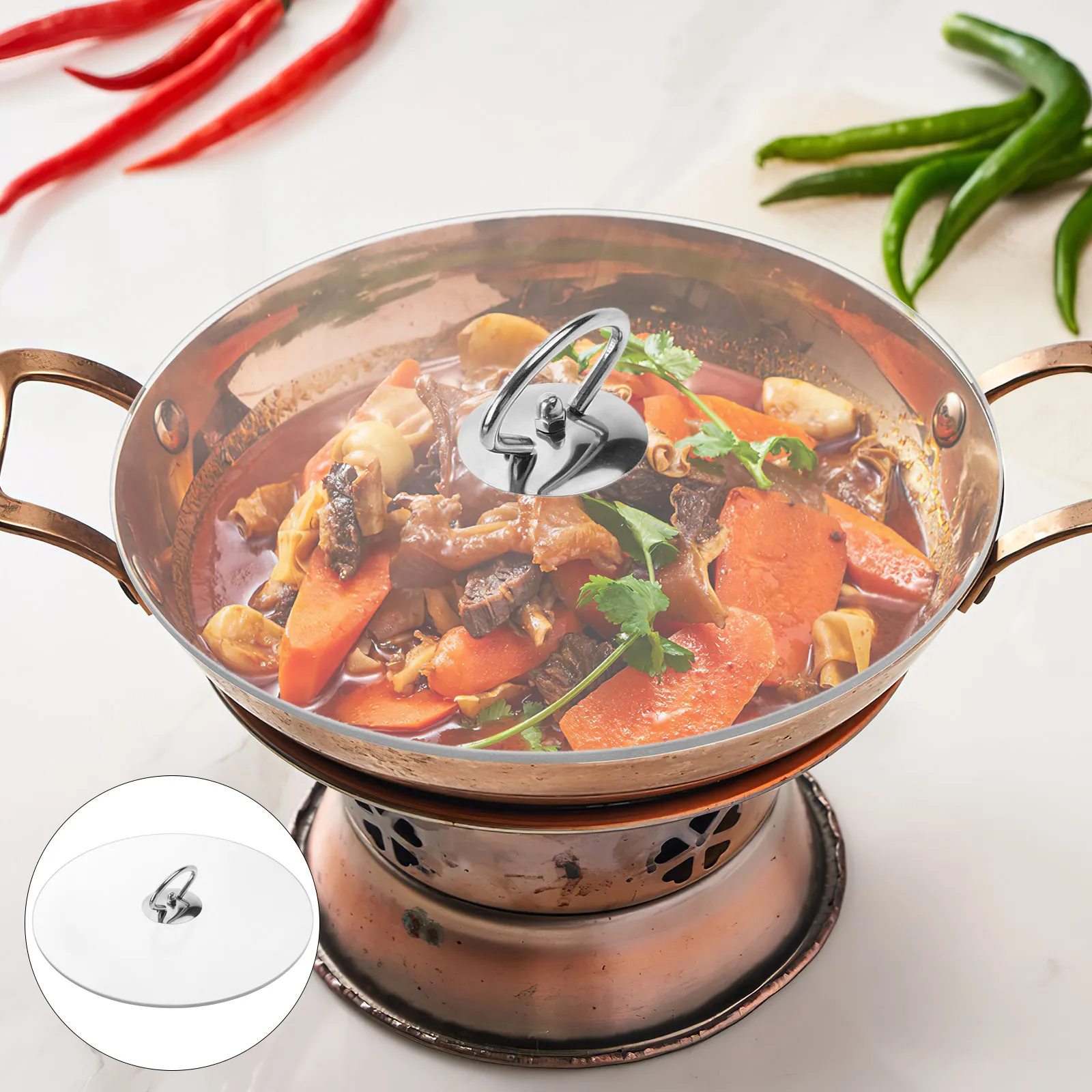 Glass Clear Sealing Lid Tempered Glass Stainless Steel Handle Multi-Use Pan Plate Bowl Food Fresh Keeping Cover for Kitchen