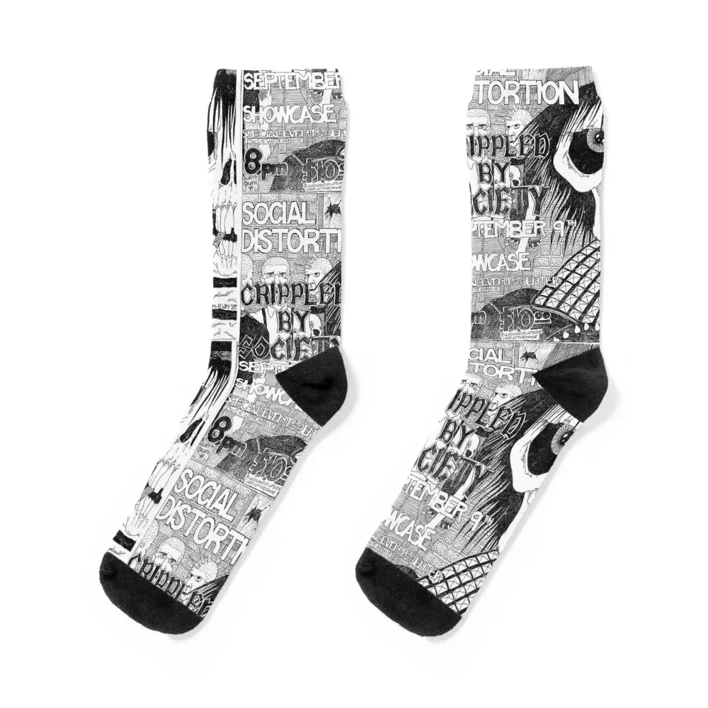 

Social Distortion Punk Flyer Socks floral football Novelties colored Socks Female Men's