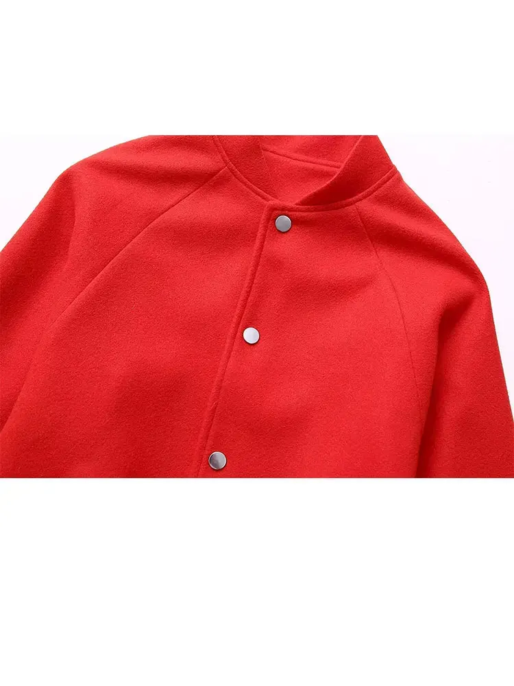 HH Women\'s Autumn Streetwear Fashion Woolen Baseball Jacket Retro Round Neck Breasted Decoration Women\'s Casual Jacket Y2K