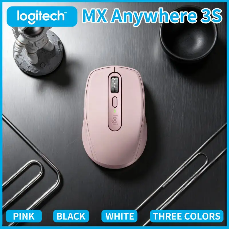 Logitech MX Anywhere 3S Wireless Mouse - Darkfield 8K DPI, MagSpeed Scroll, Silent Click, 3-Device Sync for Office Use