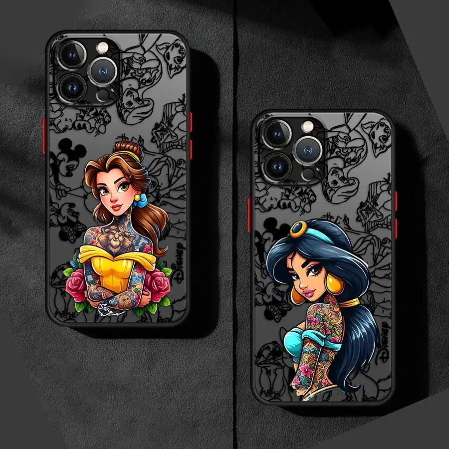 

Disney Tattoo Princess Case for Apple iPhone 16e XS 7 8 SE 12 Mini 14 15 16 Plus 11 12 13 Pro Max XR Soft shell