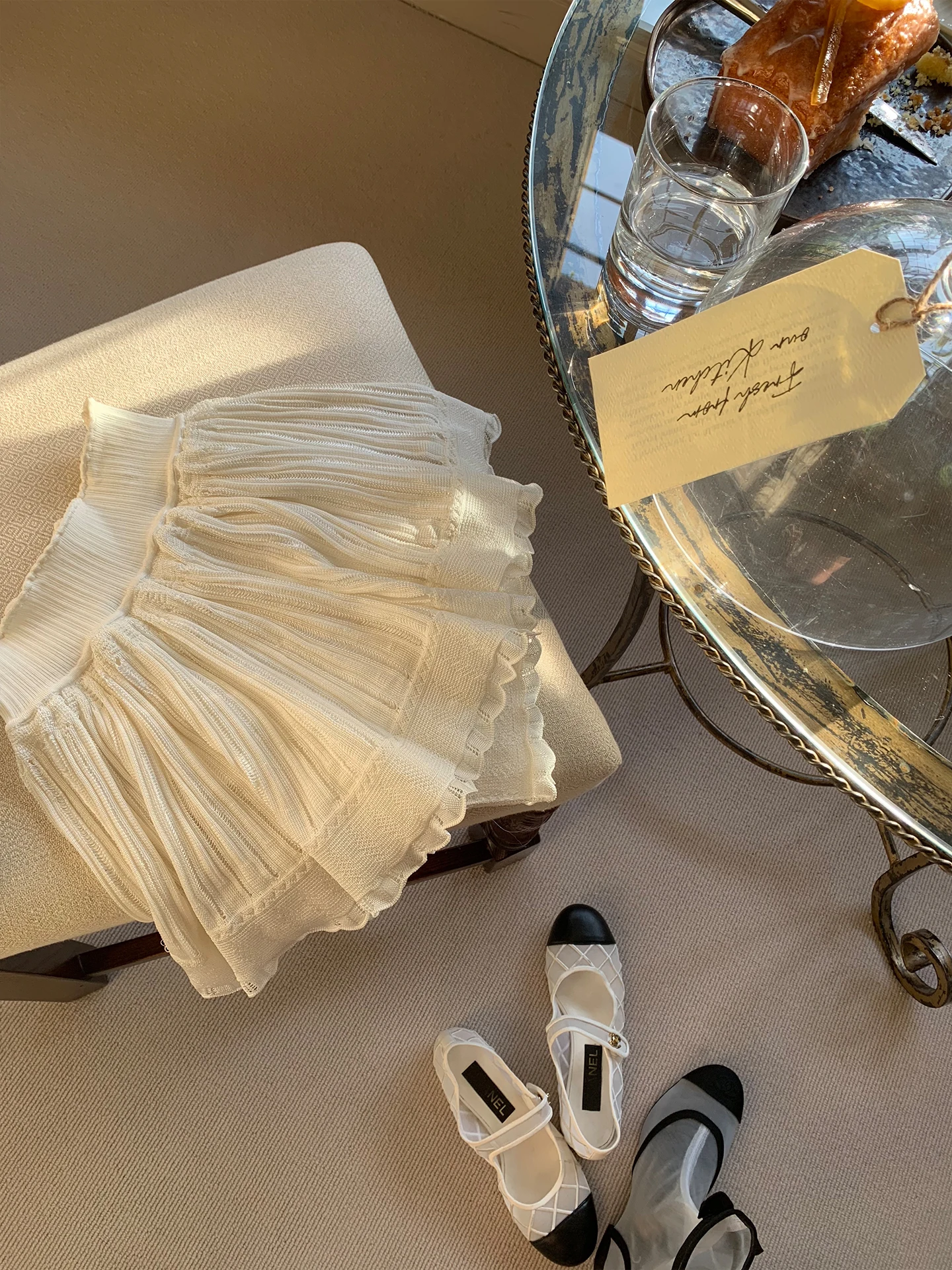 

Good Morning Fan Fan Frill ell ort Knitted Skirt Heavy Embelliment A-Line f Body Aosphere Sense ell Skirt