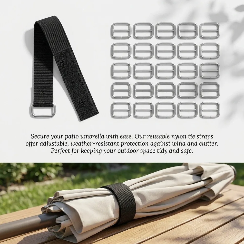 For Patio Umbrellas Umbrella Tie Strap For Windy Weather Protection Black Adjustable Patio Umbrella Strap Robust Nylon Material