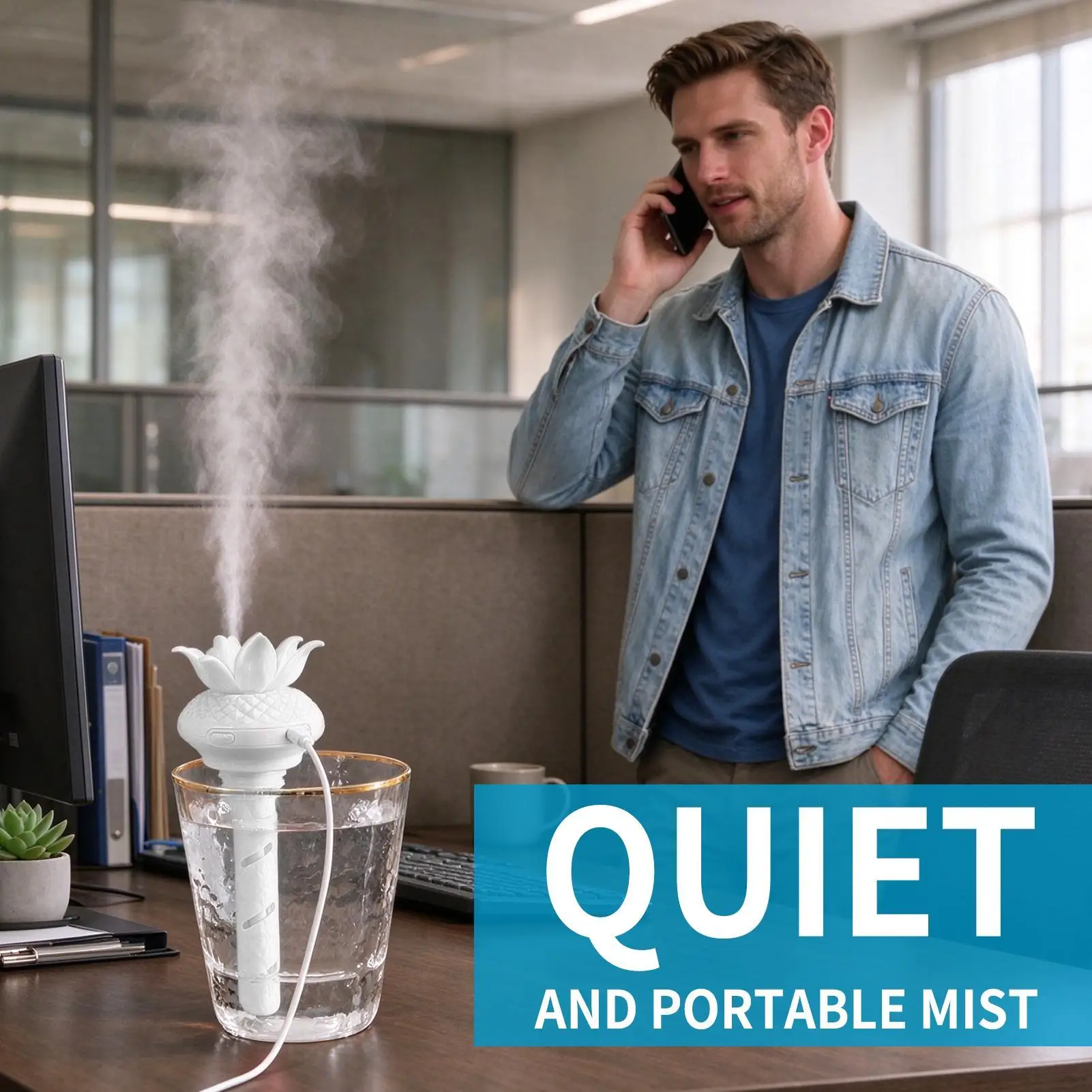 Mini Humidifier Adjustable Length Usb Powered Air Mister Personal Desktop Humidifiers For Travel Bedroom Nightstand Bedside