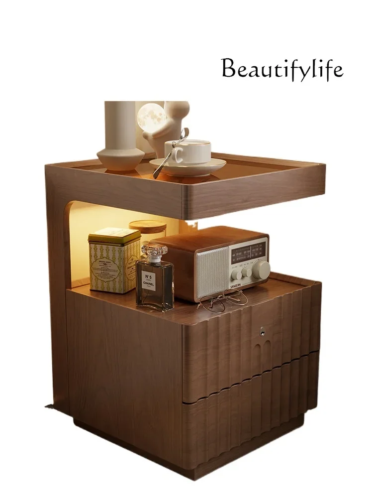 muebles para hogar Solid Wood Bedside Cabinet Simple Modern Household Bedroom Locker with Lock Small Simple Storage Cabinet