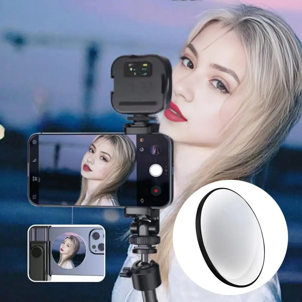 Magnetic Convex Mirror for Smartphone Portable Selfie Vlog Magnetic Mirror Ultra-thin 2.3-Inch Selfie Mirror for Video Recording