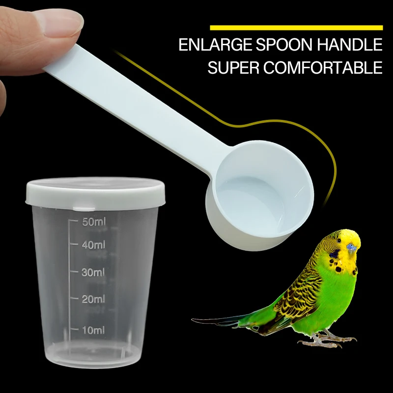 1Set/4Pcs Bird Parrot Feeder Spoon with Manual Syringe Baby Bird Water Medicine Feeding Syringe Feeding Needle Bird Supplies