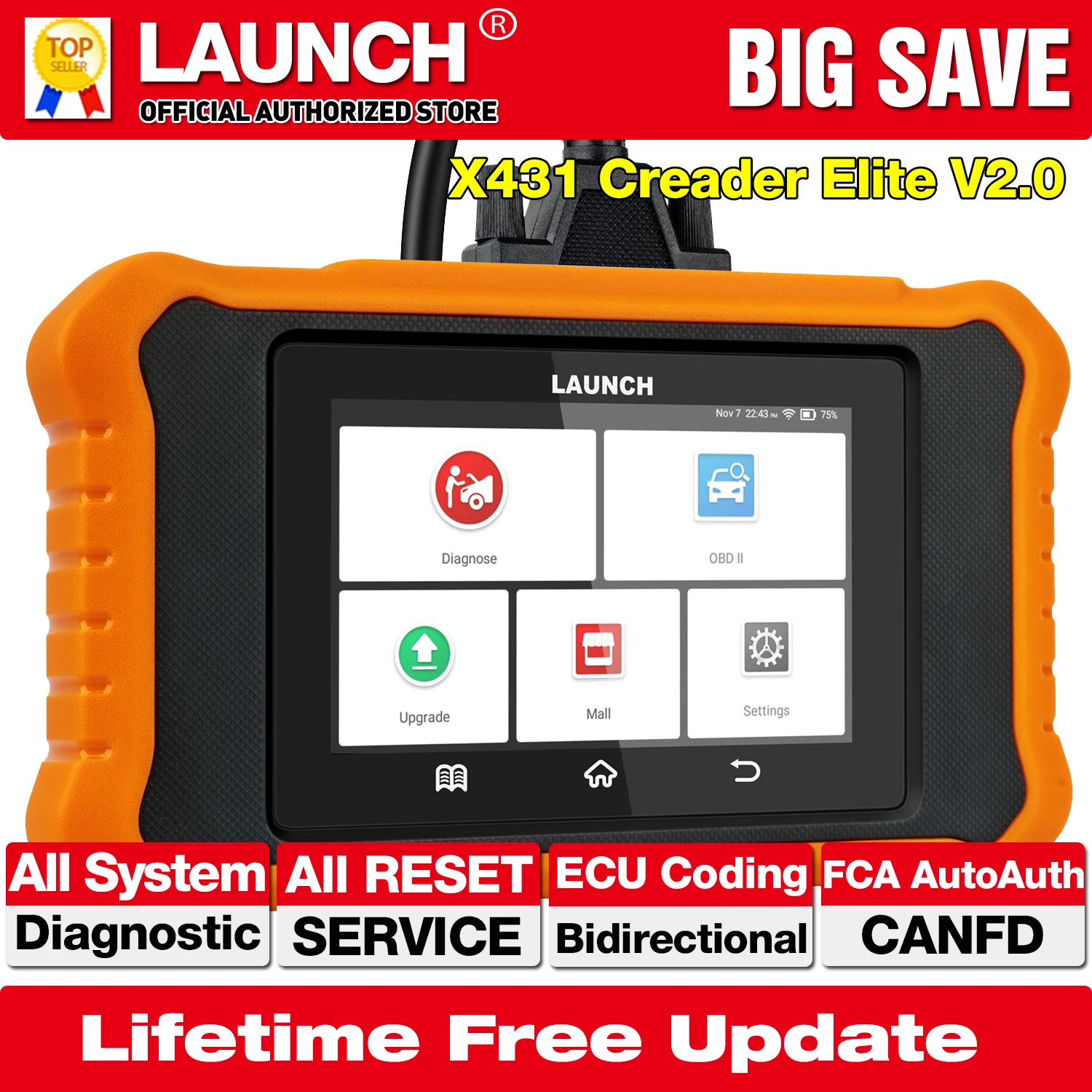 LAUNCH X431 Creader Elite 2.0 OBD2 Scanner