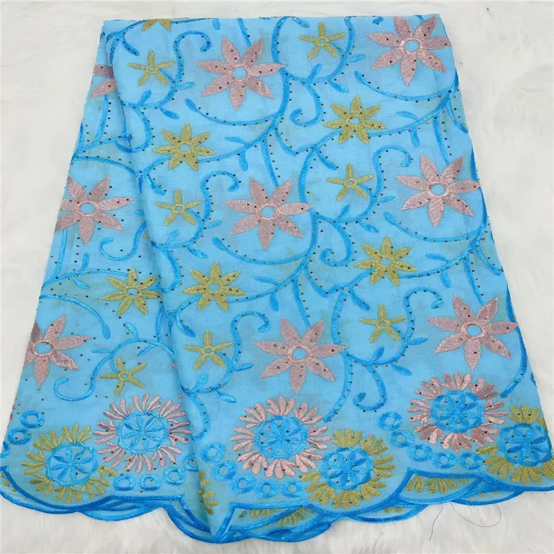 

5-ярдовая высококачественная швейцарская кружевная ткань, сухая кружевная вышивка, африканская 100% хлопчатобумажная ткань, швейцарская вуаль, кружево в Дубае, 30L393004