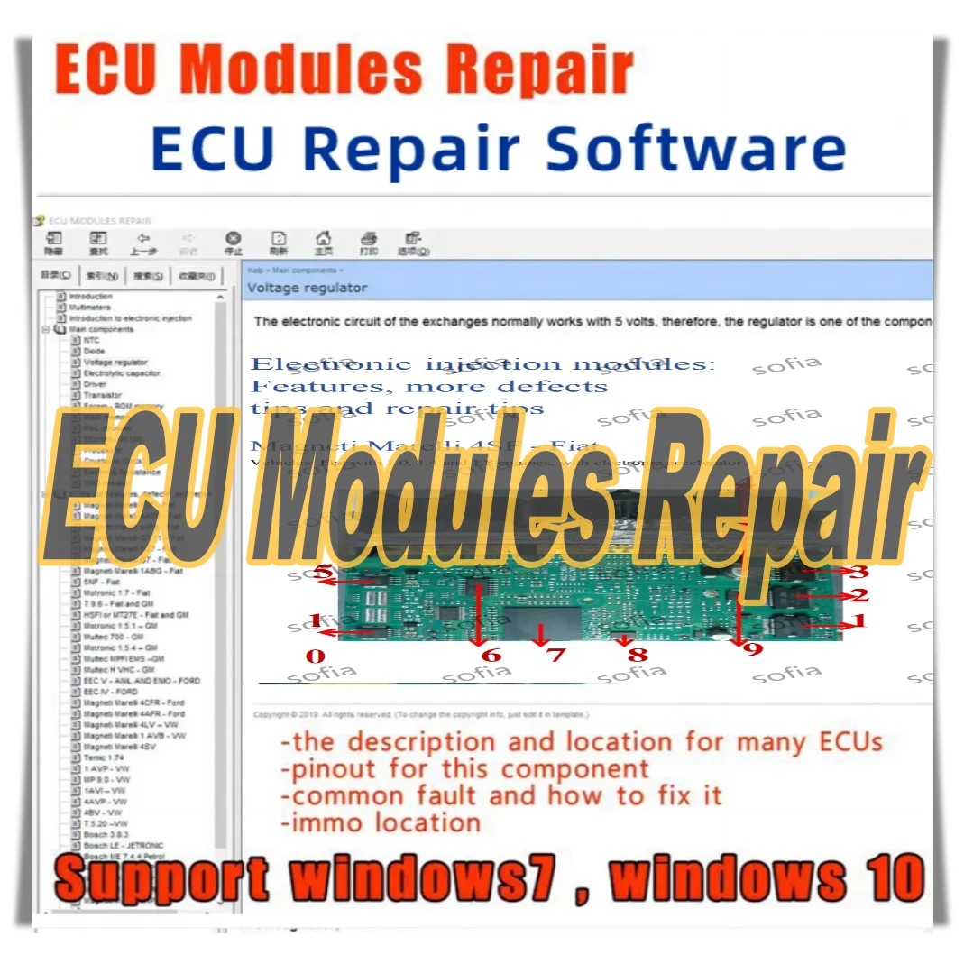 

ECU Modules Repair Guide EEprom Defect Immo Location Including Multimeters Transistor Car Repair Tool ECU Repair Software Pinout