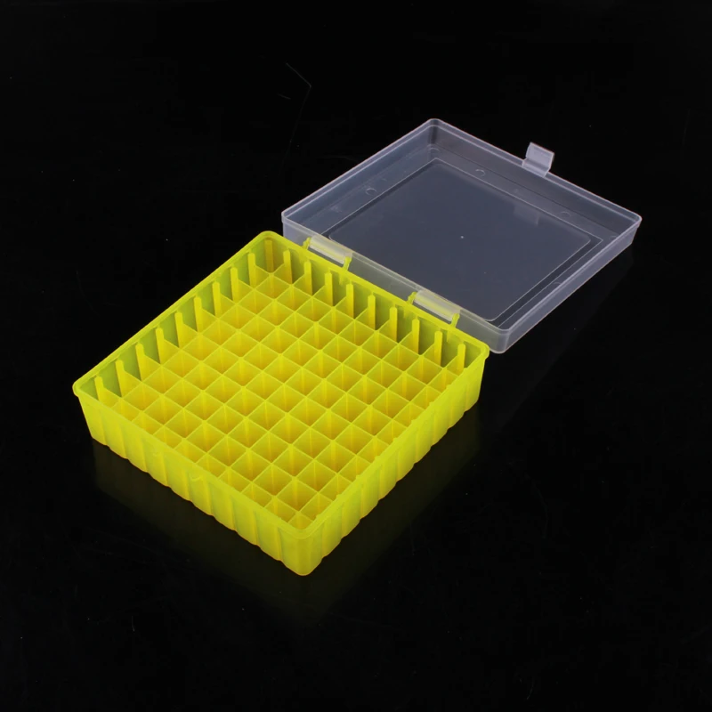 Caja de tubos de plástico para laboratorio, estante de criopreservación con cubierta de conexión, 100 agujeros, 2ml, 1,5 ml, 1,8 ml, 1 unidad