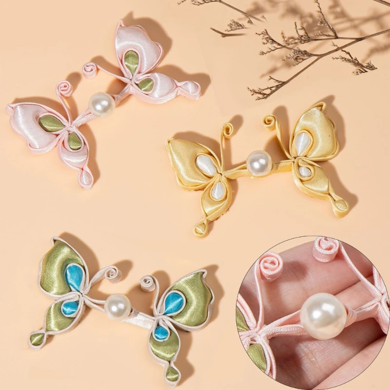 Elegant Butterfly Button for Chinese Traditional Clothing Handcraft Accessories Stylish Buttons Chinese Cheongsam K3KF