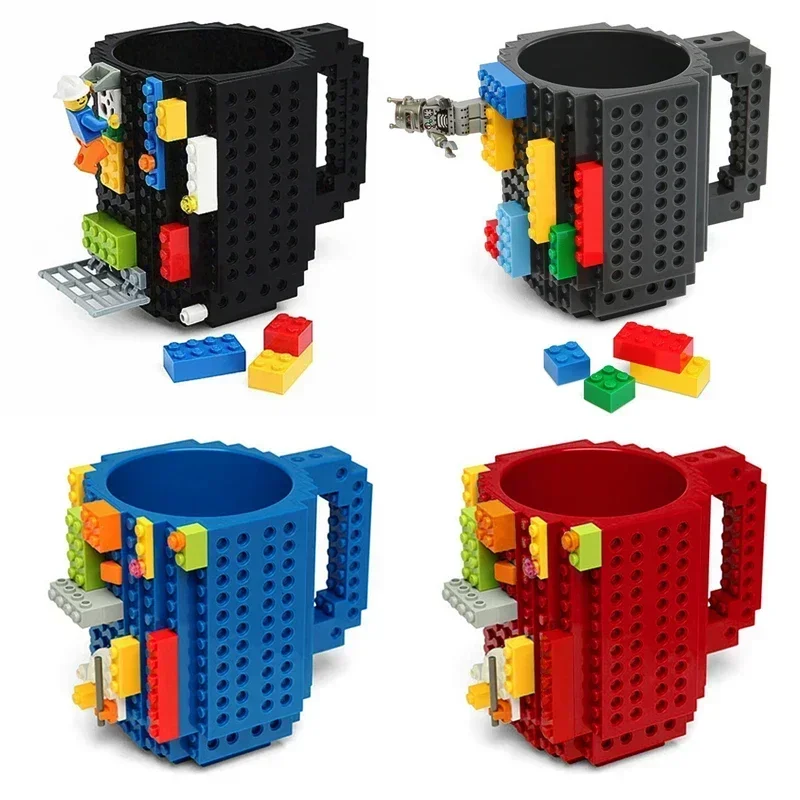 Build-on Brick Mug BPA-Free Funny Coffee Mug with 1 Packs of Building Blocks Compatible with Major Brands, Funny Cups for Kids