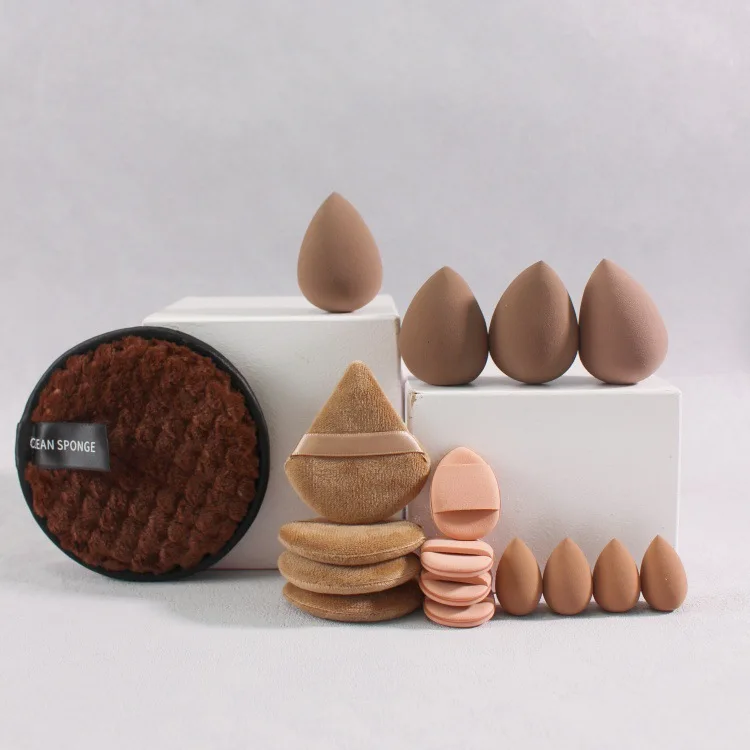 17 pz/set All'ingrosso Dual-Sided Soffi Morbidi Riutilizzabili Cosmetici Cinghie Da Polso Set Per La Pulizia Del Viso Fasce Per Capelli Lavabili Struccante