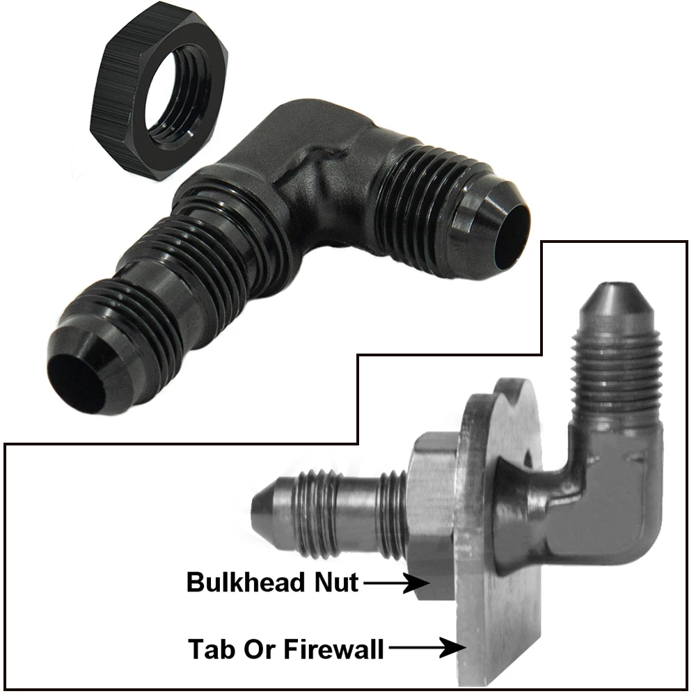 AN6 AN8 AN10 Male 0 90 Degree Hose Fitting Bulkhead Nut For Tab or Wirewall